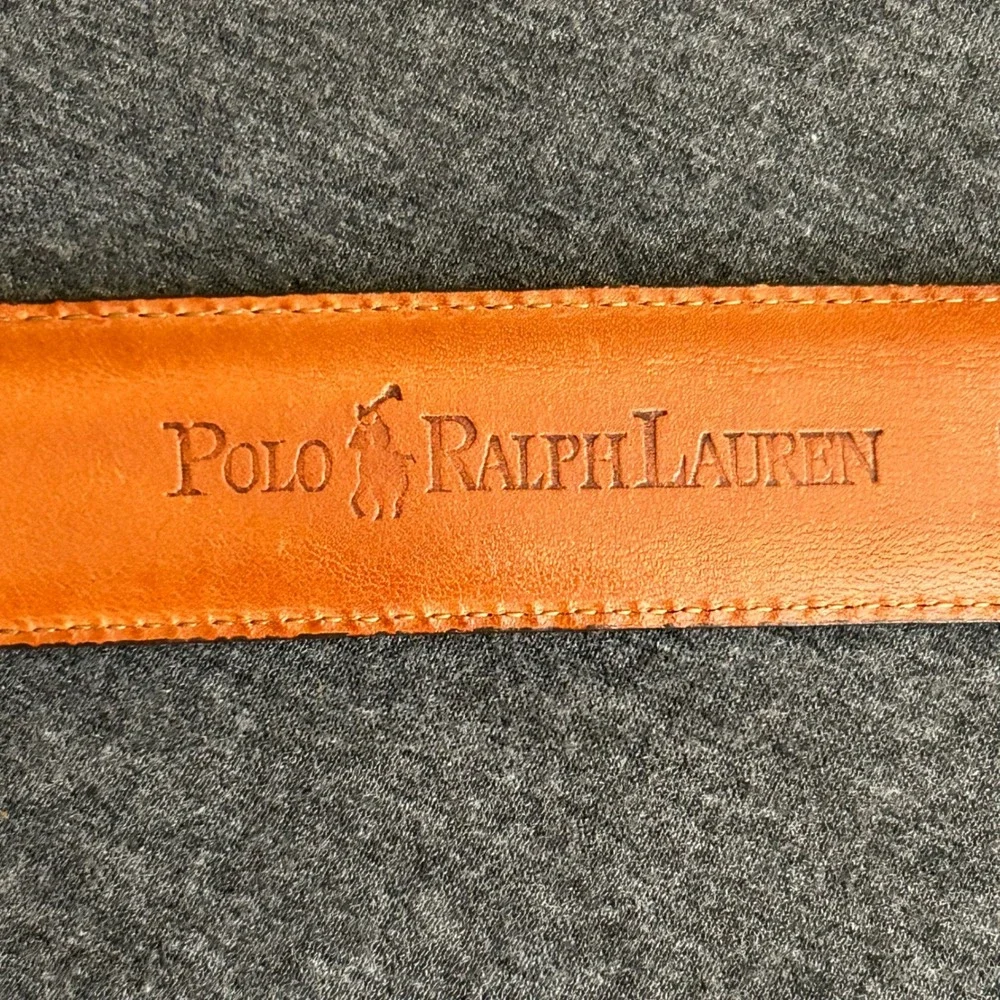 Polo Ralph Lauren Leather Belt Men's Size 38 Brown Made in Italy Silver Buckle